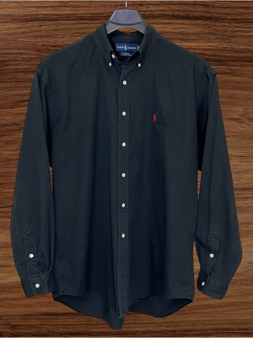 Ralph Lauren Blake 100% Cotton Solid Black Button Down Shirt. XL